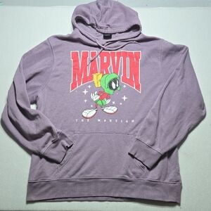 Warner Bros. Lavender Purple Marvin The Martian Hoodie with Red Graphic
